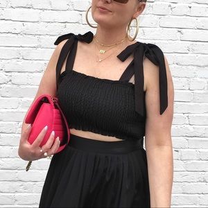 Smocked Tube Top with Ribbon shoulders